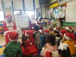 Santa read us a story about Rudolf the Red-Nosed Reindeer and talked to us about filling other peoples heart buckets with kind words and actions! He told us about the hurt and bucket dipping that was happening to Rudolf and how we should treat all people with kindness!