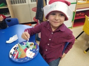 We had a Christmas party! We decorated edible Christmas trees!