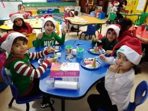 We had a Christmas party! We decorated edible Christmas trees!