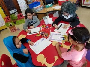 We made self- portraits of what we will look like at 100 years old!