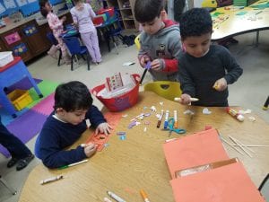 We worked in teams to construct leprechaun traps!