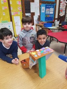 We worked in teams to construct leprechaun traps!