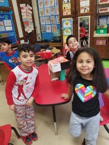 We worked in teams to construct leprechaun traps!