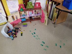 He stepped in green paint too!