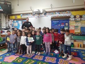Officer Aaron read, "Let's Meet a Police Officer" by Gina Bellisario. We had such a fun time with him as he taught us about the courageous job a police officer does. And.....he gave all of the children in our class and in Mrs. Shooshanian's class a challenge!!!!