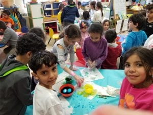 We dyed eggs with our book buddies in Ms. Earle's class.