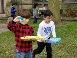 We had an egg hunt! Then we blew bubbles!!!