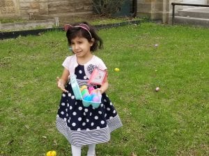 We had an egg hunt! Then we blew bubbles!!!