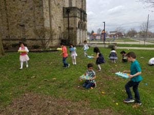 We had an egg hunt! Then we blew bubbles!!!