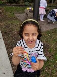 We had an egg hunt! Then we blew bubbles!!!