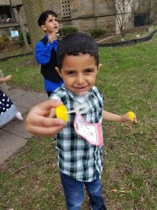 We had an egg hunt! Then we blew bubbles!!!