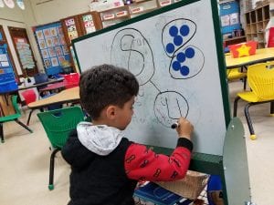 We have been learning about composing and decomposing teen numbers. Here we made a large number bond as we represented the teen number as one group of ten and some extra ones.