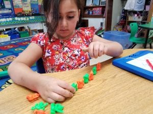 We reviewed math concepts practiced....such as extending a simple pattern.