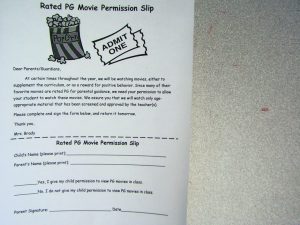 movie permission slip
