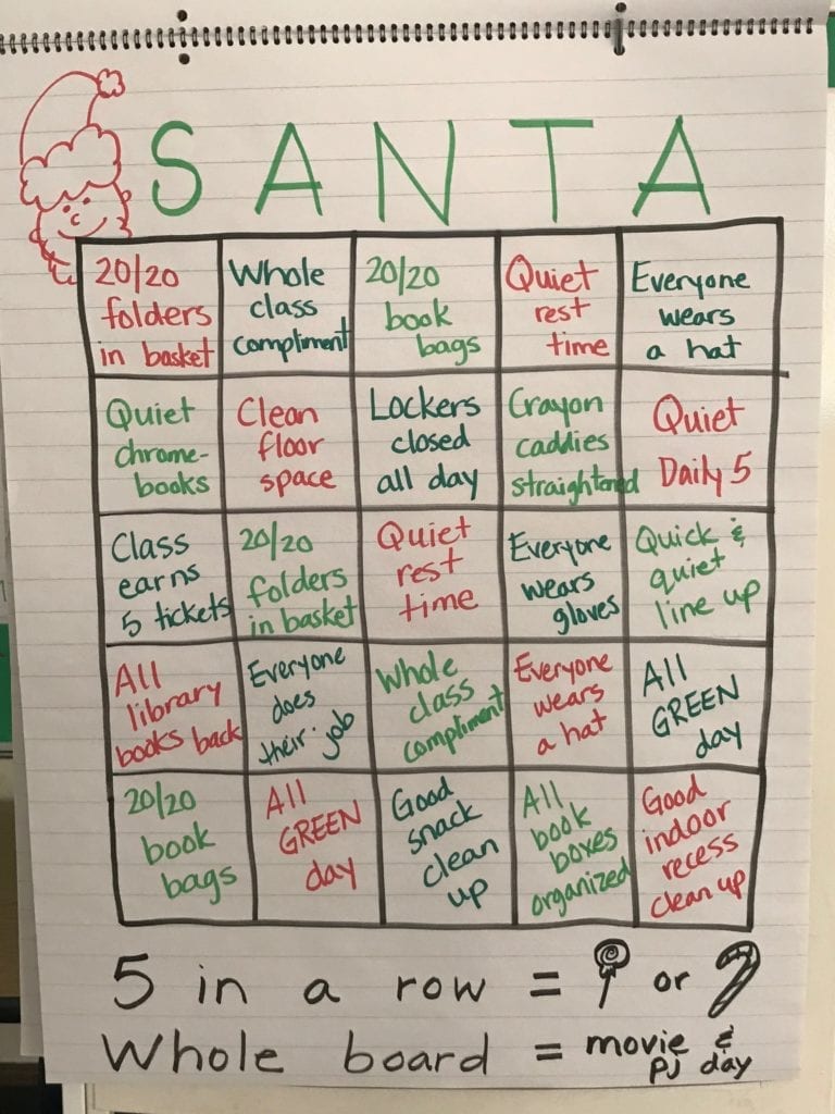 A Santa Bingo Board
