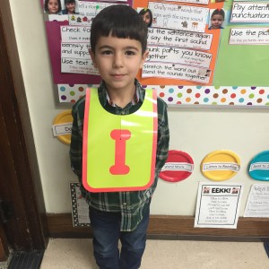 Our first spelling list...I had some helpers build the words!