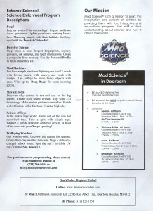 Mad Science Flier