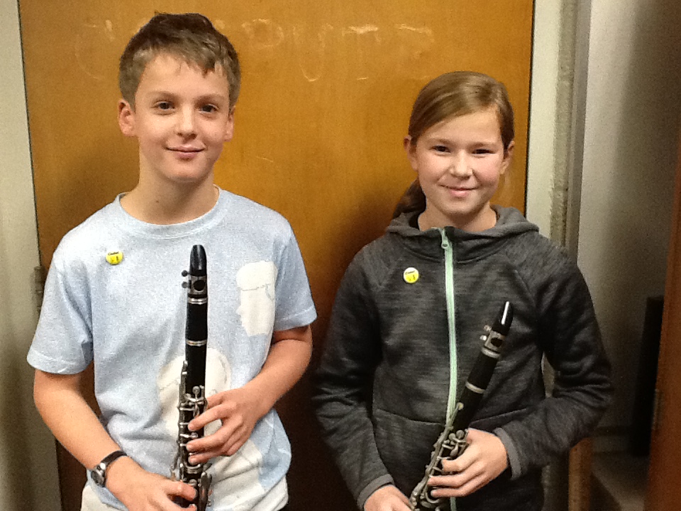 Two fine young musicians have earned their Cadet Pins in band class.  They are both clarinetists in 5th grade band.