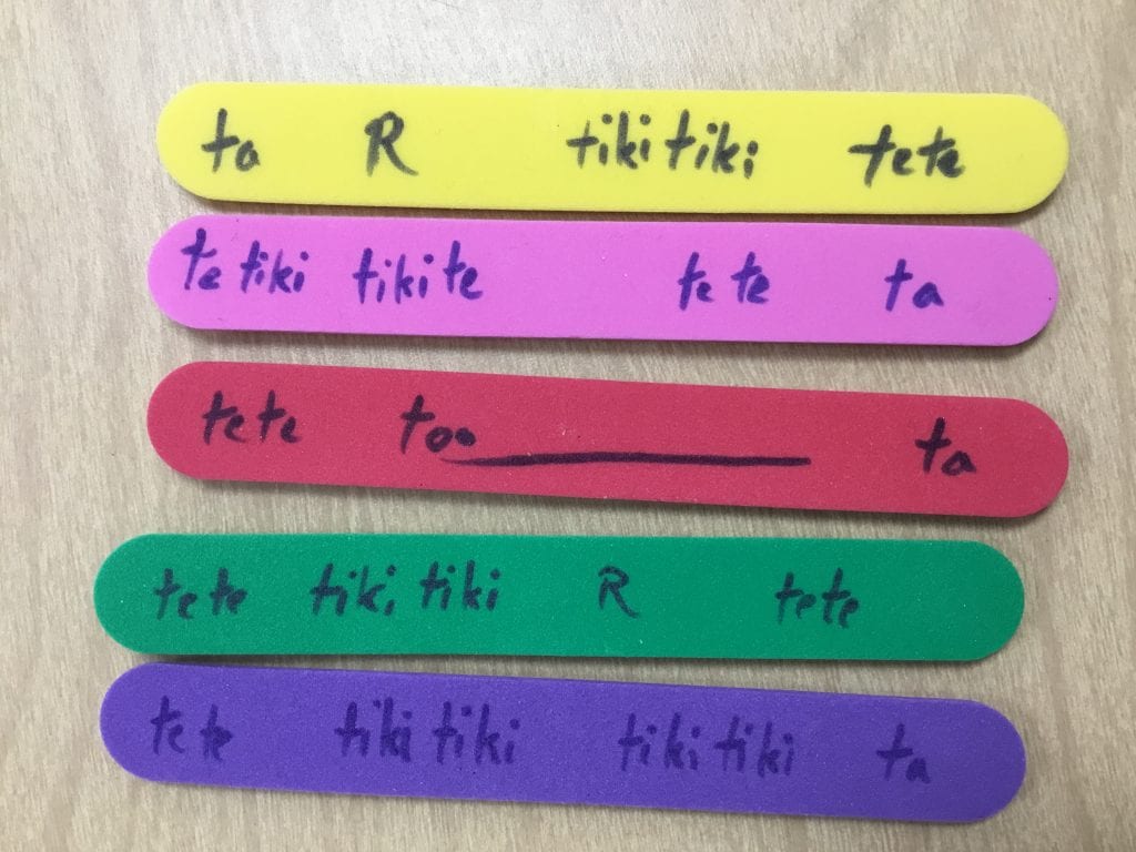 The flip side of the sticks has the answer to the rhythm.
