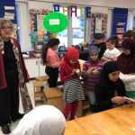 Students looking at the flip books