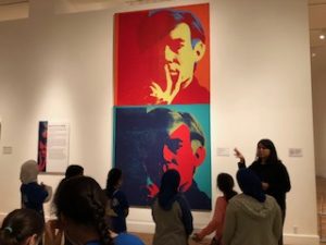 Students learning about Andy Worhall at the DIA
