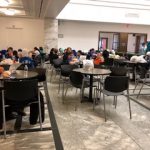 Students eating lunch at the DIA at the Prentice Court