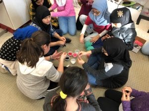 STAND students are making the bracelets to support the children of Yemen.