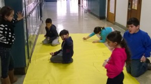 Working on the backdrop for The Mayflower. 