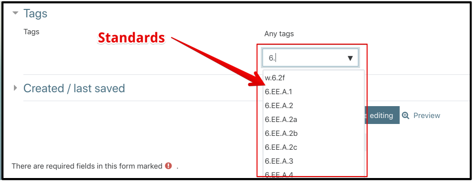 Standards disclosed in the tag section.
