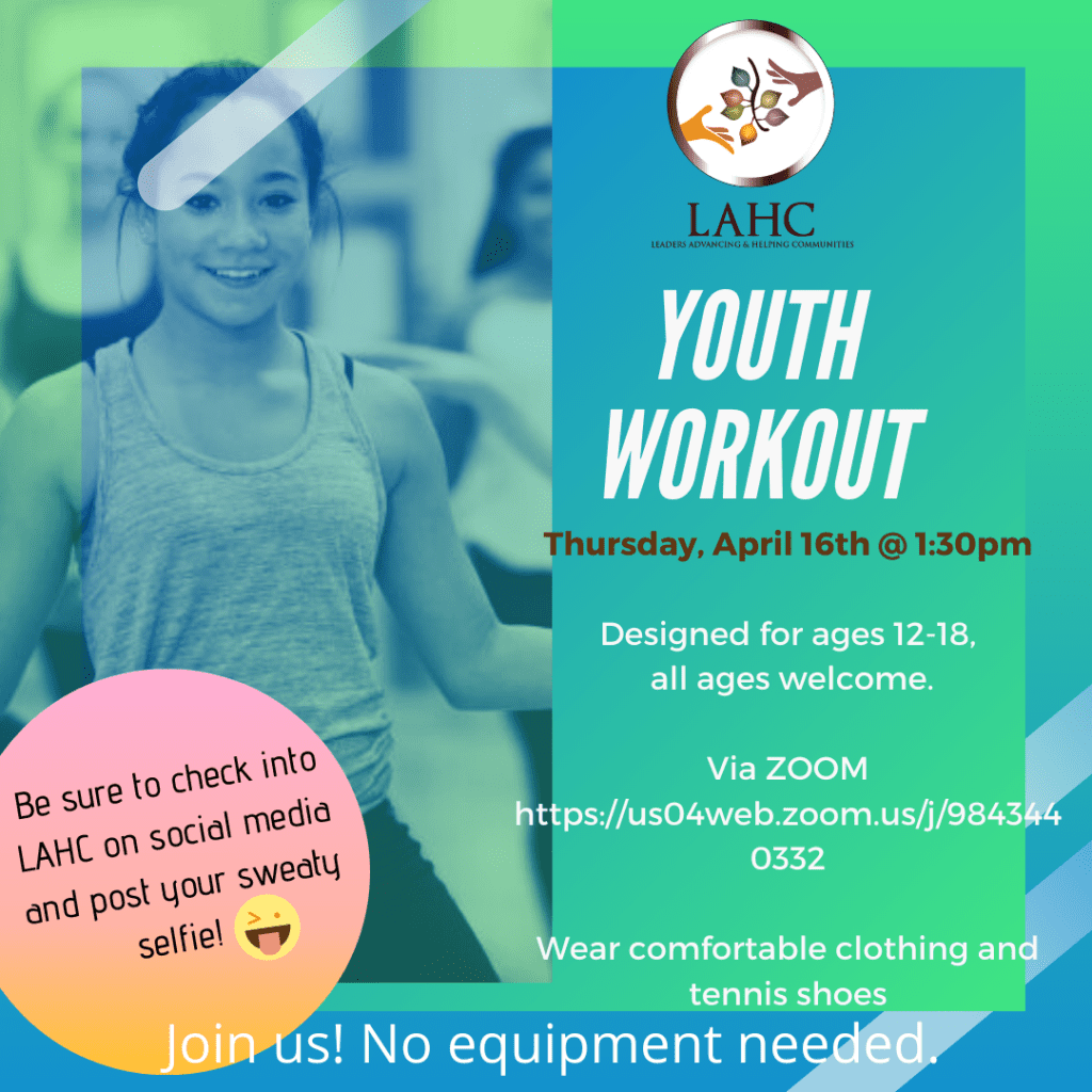 Flyer for Youth Workout via Zoom 