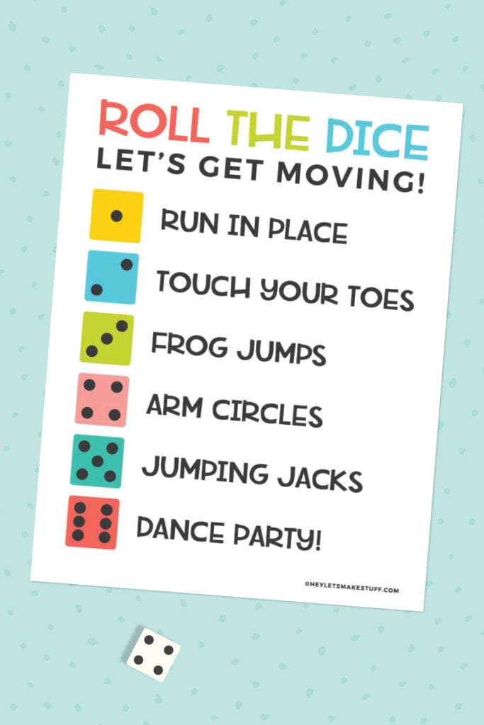 Printable Roll the Dice Exercise Game for Kids - Hey Let's Make Stuff
