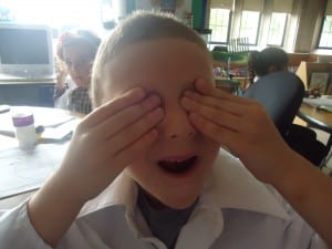 Here is scientist Ben ready for the taste test.